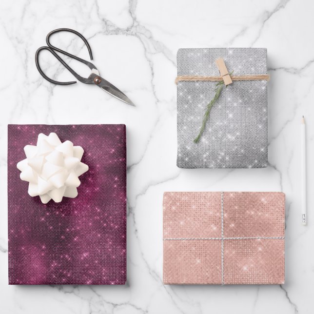 Burgundy Sparkle Wrapping Paper Sheet (Front)