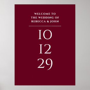 Burgundy Special Date Wedding Welcome Sign