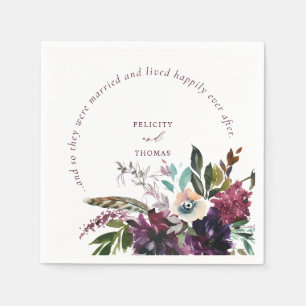Burgundy Splendour Happily Ever After White Weddin Napkin