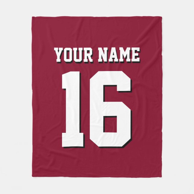 Burgundy Sporty Team Jersey Fleece Blanket (Front)