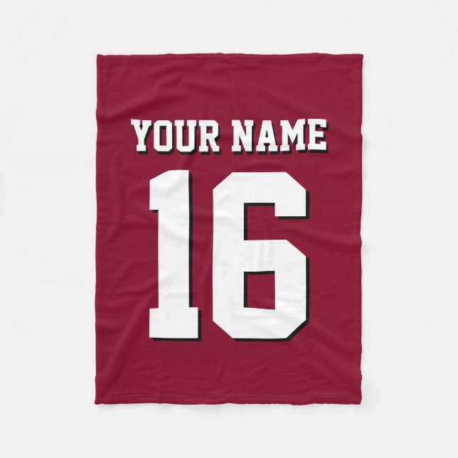 Burgundy Sporty Team Jersey Fleece Blanket (Front)