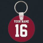 Burgundy Sporty Team Jersey Keychain<br><div class="desc">Burgundy Team Jersey / Sports Jersey / Football Jersey Customize this with your own name or team name and a number. You can change the size, color and placement of the text if you need to make changes, remove the text shadow, add text and / or images of your own...</div>