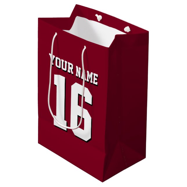 Burgundy Sporty Team Jersey Medium Gift Bag (Front Angled)