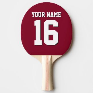 Burgundy Sporty Team Jersey Ping Pong Paddle
