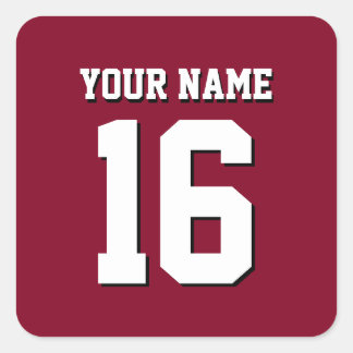 Burgundy Sporty Team Jersey Square Sticker