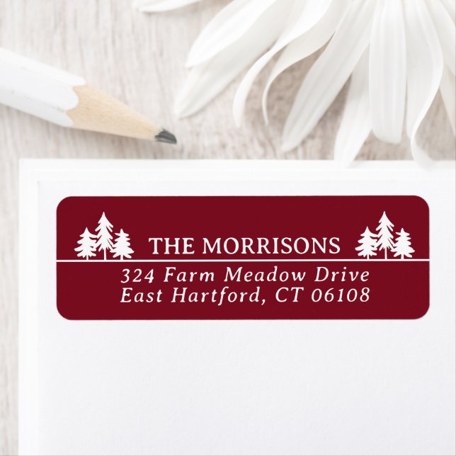 Burgundy Spruces Rustic Nom et adresse de retour (En situation)