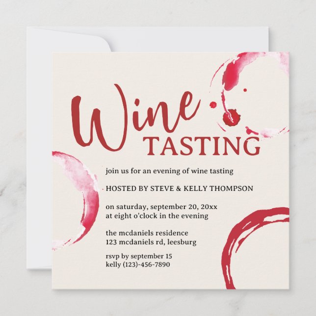 Burgundy Stain Wine Tasting Invitation (Devant)