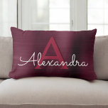 Burgundy Stainless Steel Monogram Name & Initial Lumbar Pillow<br><div class="desc">Burgundy Violet Stainless Steel Monogram Name and Initial Pillow. This Cranberry Purple pillow makes the perfect birthday or bridal shower gift for someone decorating her room in Burgundy.</div>