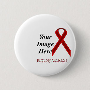 Burgundy Standard Ribbon by Kenneth Yoncich 2 Inch Round Button