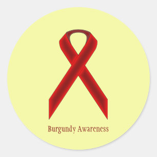 Burgundy Standard Ribbon by Kenneth Yoncich Classic Round Sticker