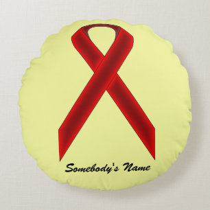 Burgundy Standard Ribbon by Kenneth Yoncich Round Pillow