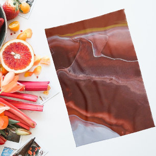 Burgundy Stone Marble Red Abstract Fluid Kitchen Towel