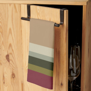 Burgundy Stripe With Olive Green  Kitchen Towel