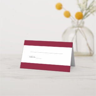 Burgundy Stripes Reception Place Card