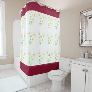 Burgundy Stripes With White Daisy Print