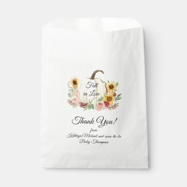 Burgundy Sunflower Floral Rustic Pumpkin Fall Baby Favour Bag (Front)