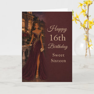 Burgundy Sweet Sixteen Birthday Card
