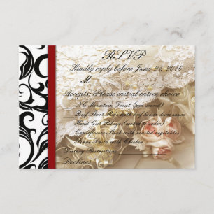 Burgundy Swirl Wedding RSVP Card
