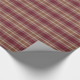 Burgundy Tan Traditional Christmas Plaid Pattern Wrapping Paper