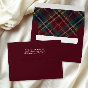 Burgundy Tartan Plaid Classic Holiday Envelope