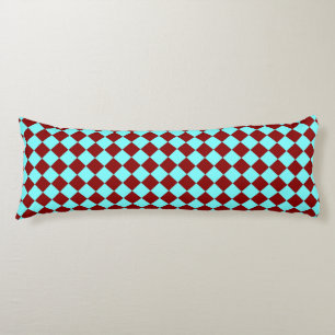 Burgundy Teal Chequered Diamond Pattern Body Pillow