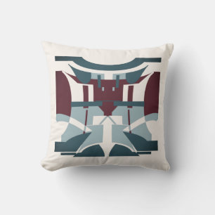 Burgundy Teal Green Seafoam on White Southwest Art Throw Pillow