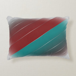 Burgundy teal on grey accent pillow