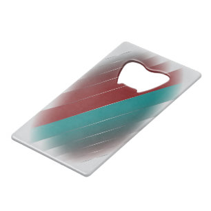 Burgundy teal on grey credit card bottle opener