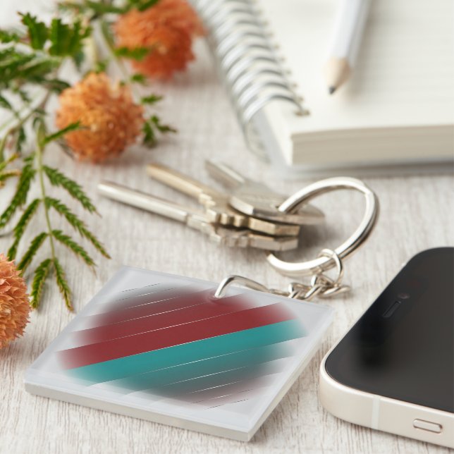 Burgundy teal on grey keychain (Front Right)