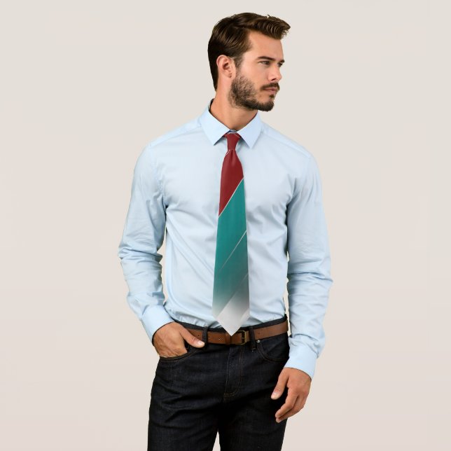 Burgundy teal on grey tie (In Situ)