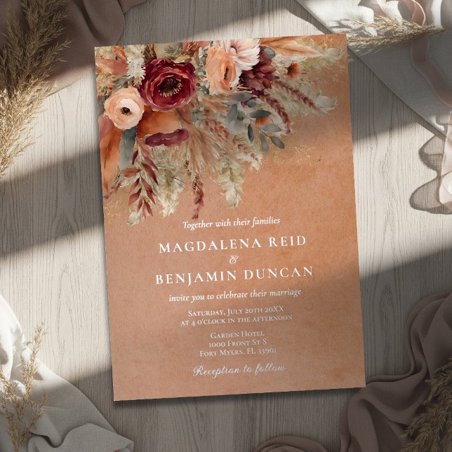 Burgundy Terracotta Florals Pampas Fall Wedding (Creator Uploaded)