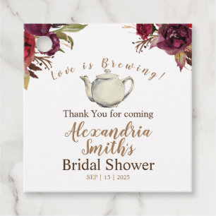 Burgundy Thank You for Coming Tea Shower Favour Tags