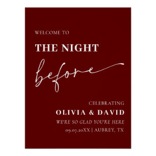 Burgundy The Night Before Rehearsal Dinner Sign