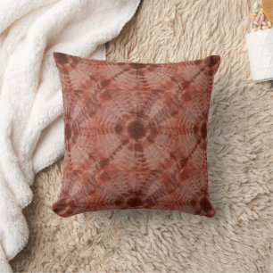 Burgundy Tie Dye Traditional Pattern Style Throw Pillow