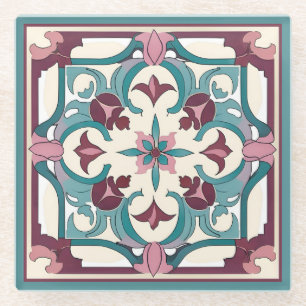 Burgundy Tile Glass Coaster