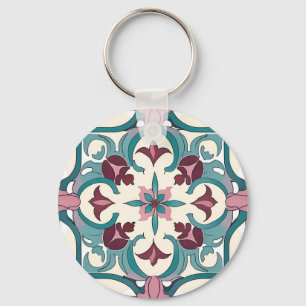 Burgundy Tile Keychain