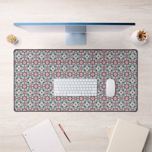 Burgundy Tile Pattern Desk Mat