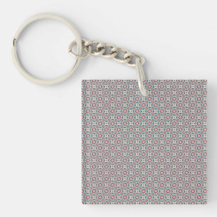Burgundy Tile Pattern Keychain