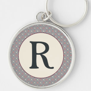 Burgundy Tile Pattern Keychain
