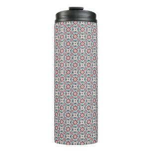 Burgundy Tile Pattern Thermal Tumbler