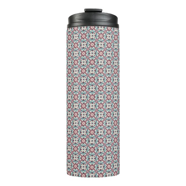 Burgundy Tile Pattern Thermal Tumbler (Front)