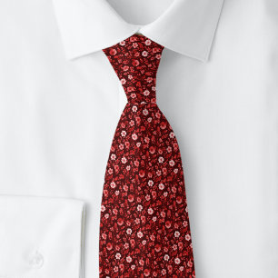 Burgundy Tiny Flowers Tie