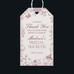 Burgundy Toile De Jouy Floral Bridal Shower Favour Gift Tags<br><div class="desc">Elevate your autumn celebrations with our Fall Toile party decor, featuring detailed floral burgundy toile on a warm white background. This French-inspired Chinoiserie design exudes elegance and sophistication, perfect for fall gatherings in September, October, or November. The intricate toile de Jouy pattern captures the crisp, cozy essence of fall, creating...</div>