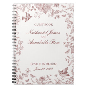 Burgundy Toile De Jouy Floral Mariage Livre d'or