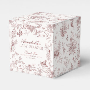 Burgundy Toile Jouy Floral Baby Shower Favour Boxe Favor Box