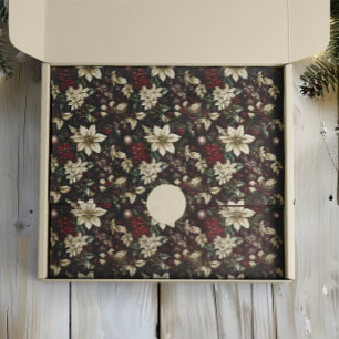 Burgundy Traditional Christmas Floral Tissue Paper