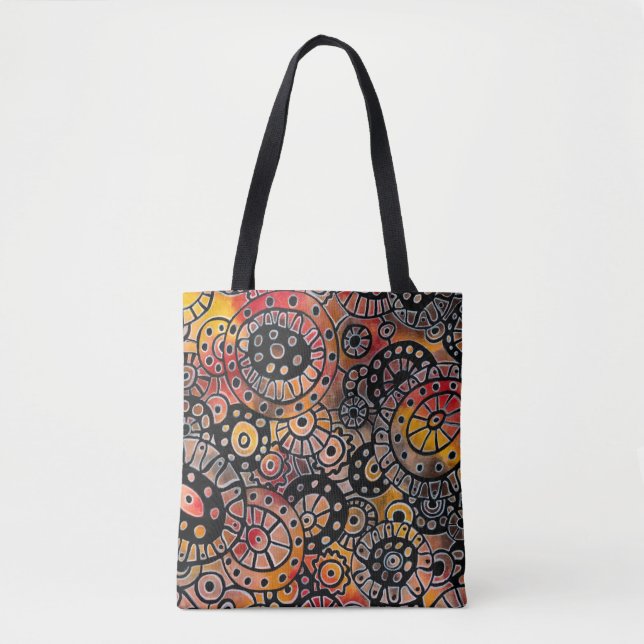 Burgundy Tranquil Oval Corals Original Abstract Tote Bag (Front)