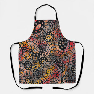 Burgundy Tranquil Oval Corals Original Art Apron