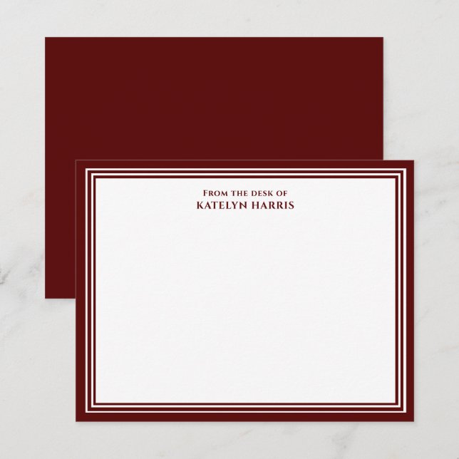 Burgundy Triple Border From The Desk Of Flat Card (Front/Back)