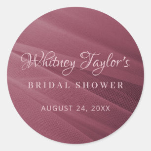 Burgundy Tulle Texture Classic Round Sticker